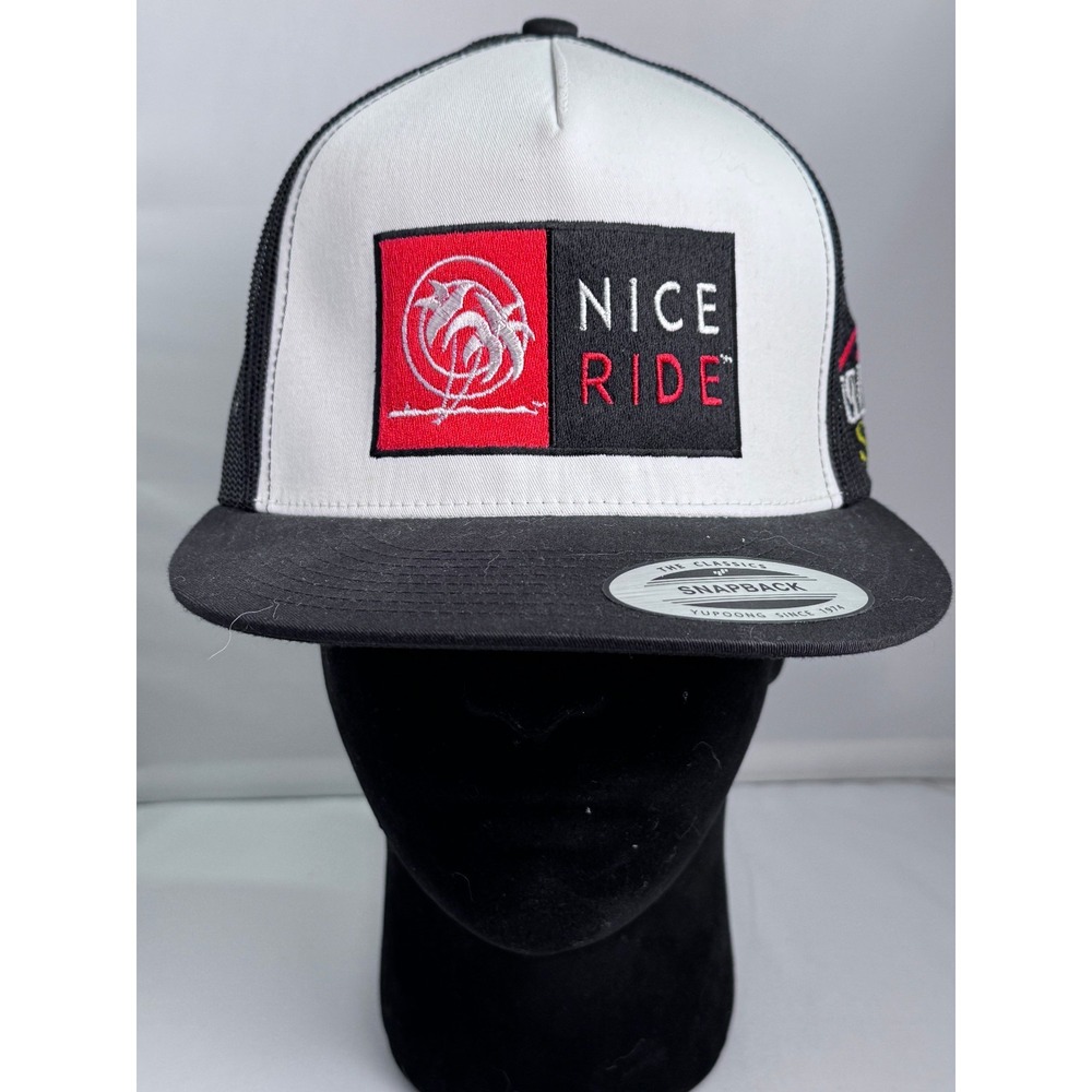 Nice Ride N-R Combo Trucker Hat Snapback Black Red White Madera Speedway Yupoong